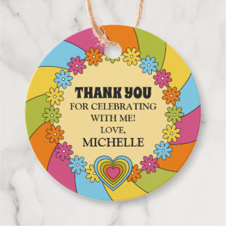 Étiquettes Cadeau Colorful Retro 60s Party 80th Birthday Thank You