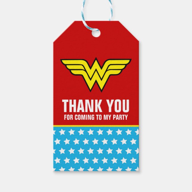 Étiquettes-cadeau Comics DC | Logo Wonder Woman | Joyeux anniversair (Devant)