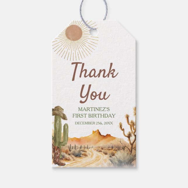 Étiquettes-cadeau Comment L'Occident Était Un Merci Cowboy Anniversa (Devant)