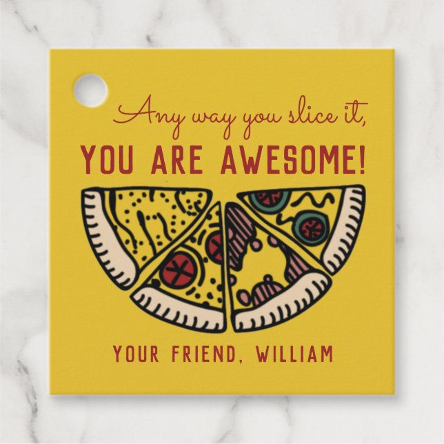 Étiquettes Cadeau Comment vous découpez Pizza Valentine Favoriser Ta (Devant)