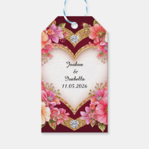 Étiquettes-cadeau Composition florale en forme de cœur
