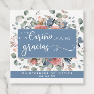 Étiquettes Cadeau Con Cariño Muchas Gracias, Merci Floral