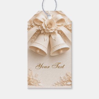 Étiquettes-cadeau Conception de mariage élégante avec cloches et ros