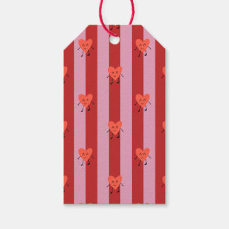 Étiquettes-cadeau Conception de rayures rouges et roses avec de peti