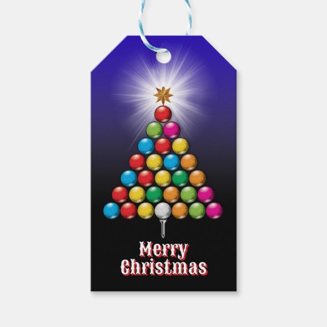 Étiquettes-cadeau Conception de vacances de Noël de golf Merry Chris (Devant)