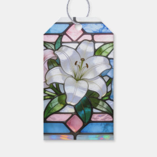 Étiquettes-cadeau Conception florale élégante de lys en verre coloré