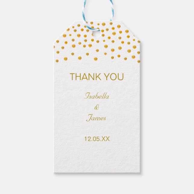 Étiquettes-cadeau Confetti d'or en noir et blanc (Devant)