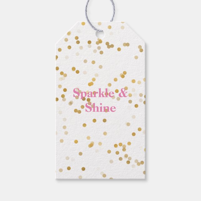 Étiquettes-cadeau Confetti en or blanc (Devant)