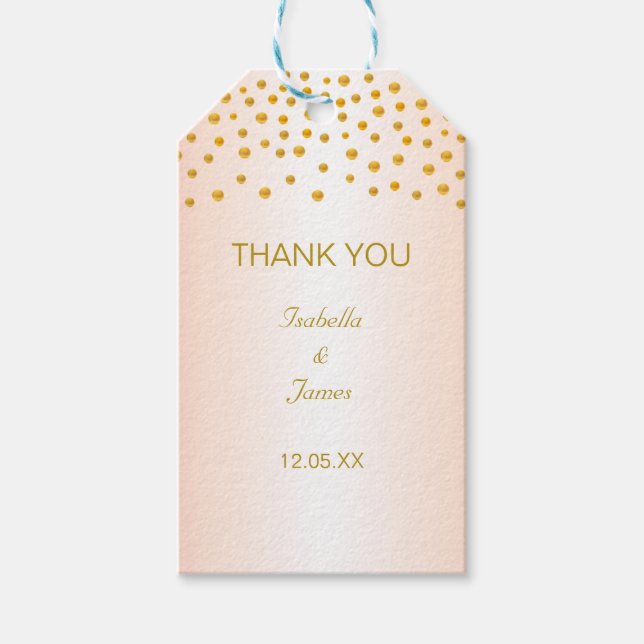 Étiquettes-cadeau Confetti en or Rose (Devant)