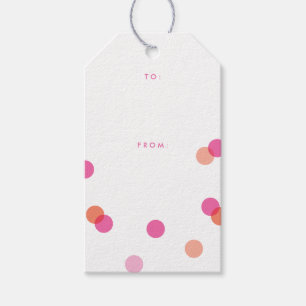 Étiquettes-cadeau Confetti moderne rose et orange Polk a Dot