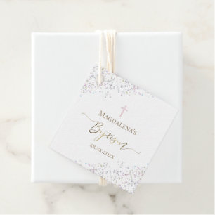 Étiquettes Cadeau confetti parties scintillant design Baptême Favori