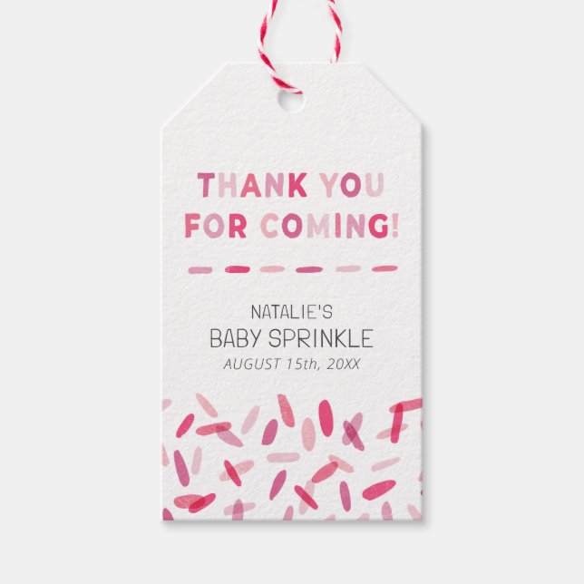Étiquettes-cadeau Confetti Sprinkles Baby Girl Sprinkle Faveur (Devant)