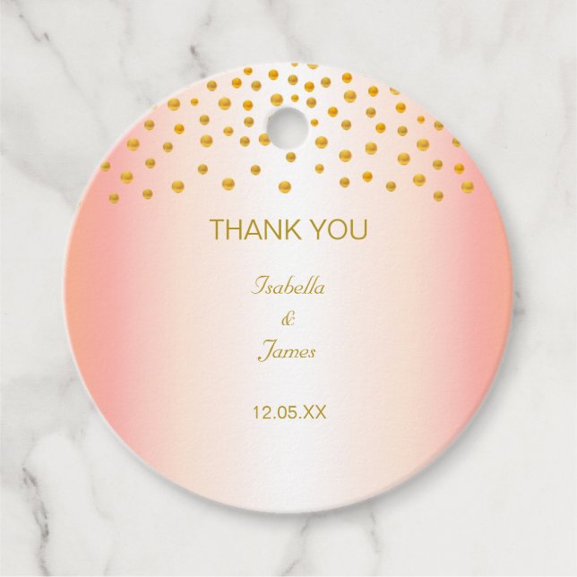 Étiquettes Cadeau Confettis dorés sur rose gold (Devant)