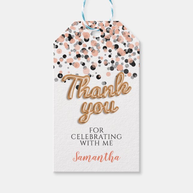 Étiquettes-cadeau Confettis Rose Gold (Devant)