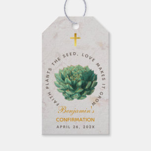 Étiquettes-cadeau Confirmation Green Succulent Faith Plantes de la s