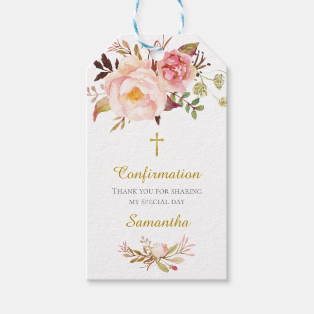 Étiquettes-cadeau Confirmation personnalisée pour filles (Devant)