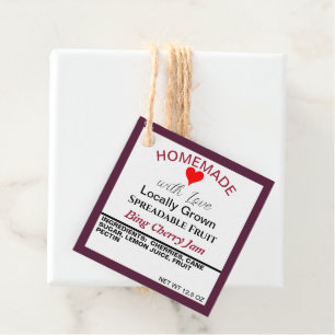 Étiquettes Cadeau Confiture de Cerises Bing Faite Maison Code QR Au
