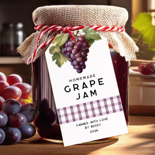 Étiquettes-cadeau Confiture de raisin maison avec motif à carreaux
