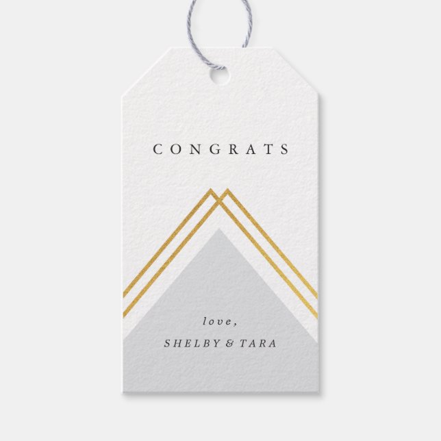 Étiquettes-cadeau Congrats géométriques modernes en gris (Devant)