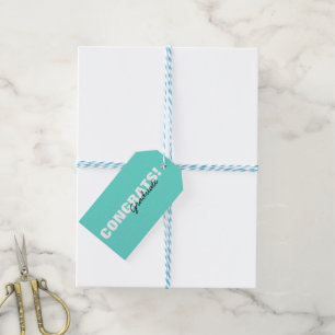 Étiquettes-cadeau Congrats Modernes Aqua Blue Typographie
