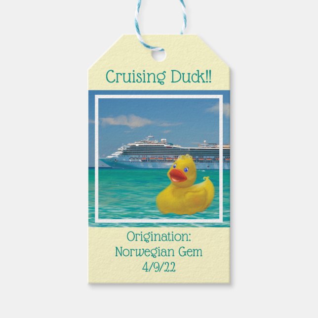 Étiquettes-cadeau Conquackulations canard de croisière avec bateau d (Devant)