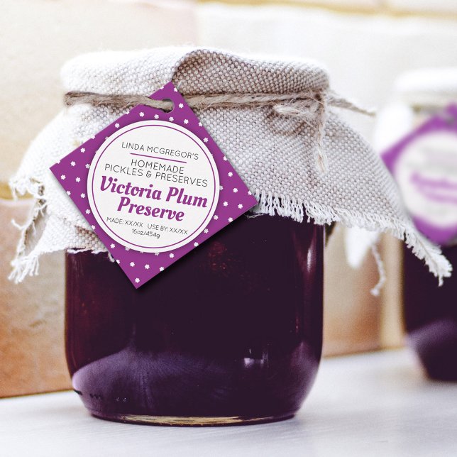 Étiquettes Cadeau Conserver de prune pot de confiture rouge étiquett (Créateur téléchargé)