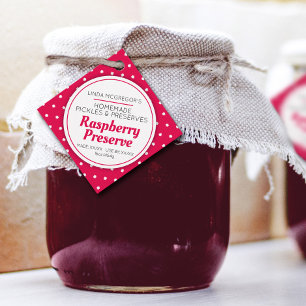 Étiquettes Cadeau Conserver la framboise confiture rouge pot produit