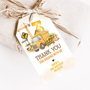 Étiquettes-cadeau Construction Digging It 3rd Birthday Favoriser Tag