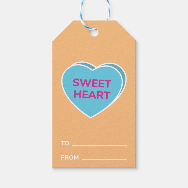 Étiquettes-cadeau Conversation Coeur doux Jour des Valentines Coeur (Devant)