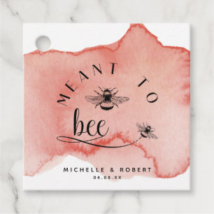 Étiquettes Cadeau Convient à l'abeille, tache Rose d'aquarelle or