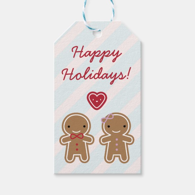 Étiquettes-cadeau Cookie Cute Kawaii Gingerbread Couple (Devant)