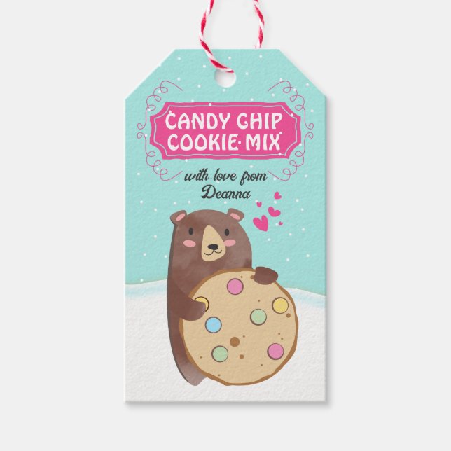 Étiquettes-cadeau Cookie de Noël mixé dans le pot directions étiquet (Devant)