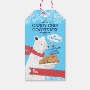 Étiquettes-cadeau Cookie en chocolat à l'ours polaire dans un pot c