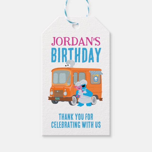 Étiquettes-cadeau Cookie Monster Food Truck Anniversaire (Devant)