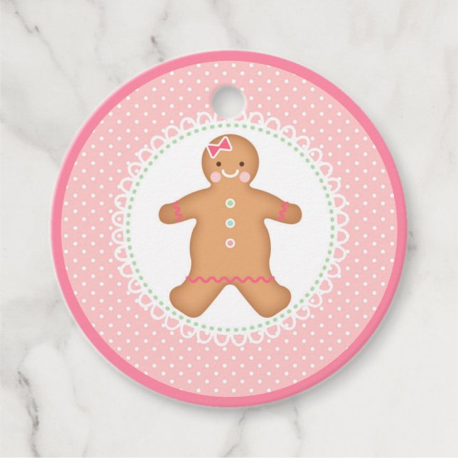 Étiquettes Cadeau Cookie Pain D'Épice Rose (Devant)
