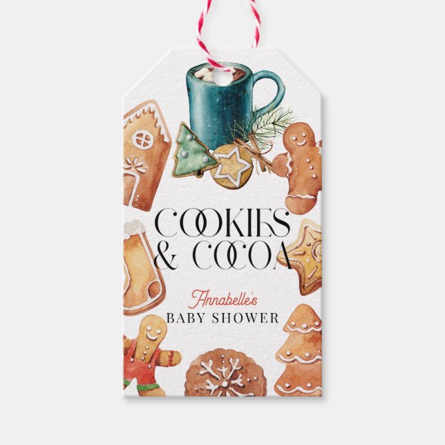 Étiquettes-cadeau Cookies & Cocoa Christmas Holiday Baby Shower (Devant)