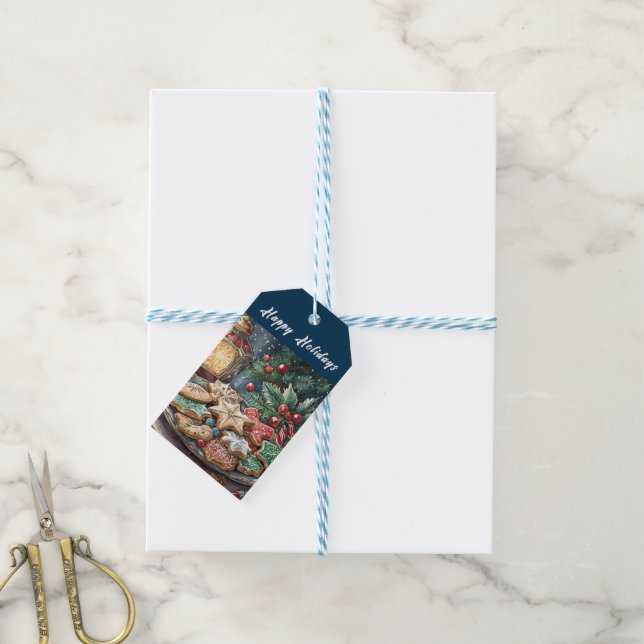 Étiquettes-cadeau Cookies de Noël décorés (Avec de laficelle)