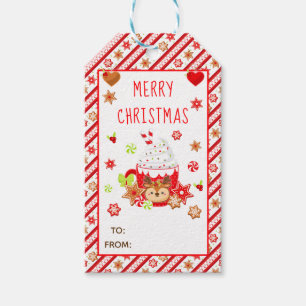 Étiquettes-cadeau Cookies de Noël et rouge cacao