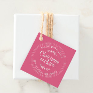 Étiquettes Cadeau Cookies de Noël faits maison Hot rose Faveur Tags