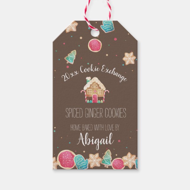 Étiquettes-cadeau Cookies de Noël maison et maison de pain d'épice (Devant)