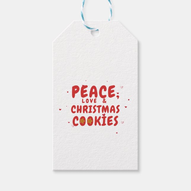 Étiquettes-cadeau Cookies de paix, d'amour et de Noël (Devant)