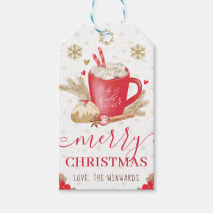 Étiquettes-cadeau Cookies d'hiver rouge et Noël au cacao