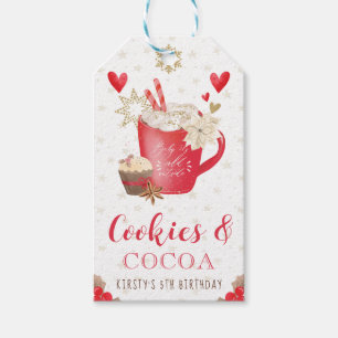 Étiquettes-cadeau Cookies d'hiver rouges et anniversaire au cacao