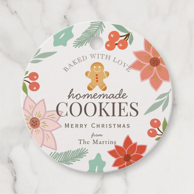 Étiquettes Cadeau Cookies faits maison Floral Creative Holiday (Devant)