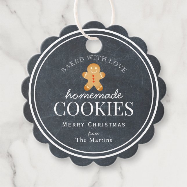 Étiquettes Cadeau Cookies faits maison Pain d'épices Homme Chalkboar (Devant)