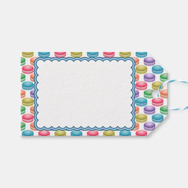 Étiquettes-cadeau Cookies Pop Art Macarons colorés (Devant (Horizontal))