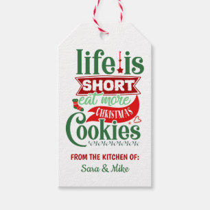 Étiquettes-cadeau Cookies verts rouges personnalisés faits maison