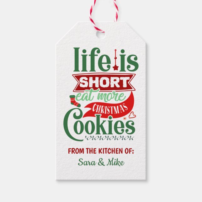 Étiquettes-cadeau Cookies verts rouges personnalisés faits maison (Devant)