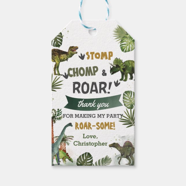 Étiquettes-cadeau Cool Dinosaures Jurassic Boy Anniversaire (Devant)