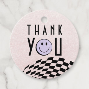 Étiquettes Cadeau Cool One Girl's First Birthday À damiers Retro